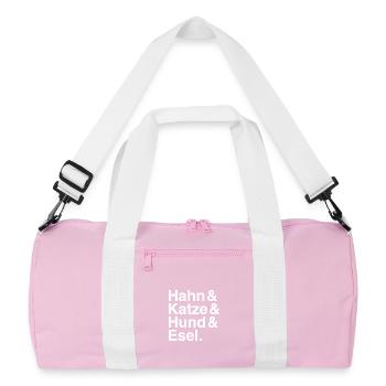 Hahn & Katze & Hund & Esel. - Recycelte Duffel Bag - Rosa/Weiß - Vorne