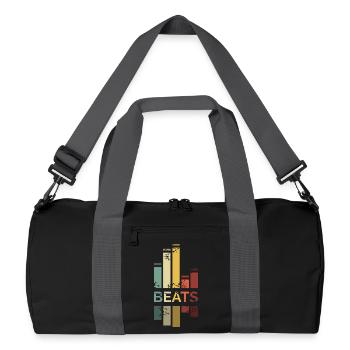 vintage Musik DJ beats Farben retro illustration - Recycelte Duffel Bag - Schwarz/Graphitgrau - Vorne