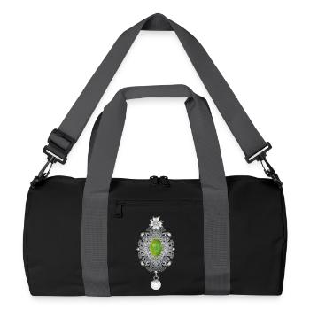 zeitlose Trachten Smaragd Brosche mit Perle - Recycelte Duffel Bag - Schwarz/Graphitgrau - Vorne