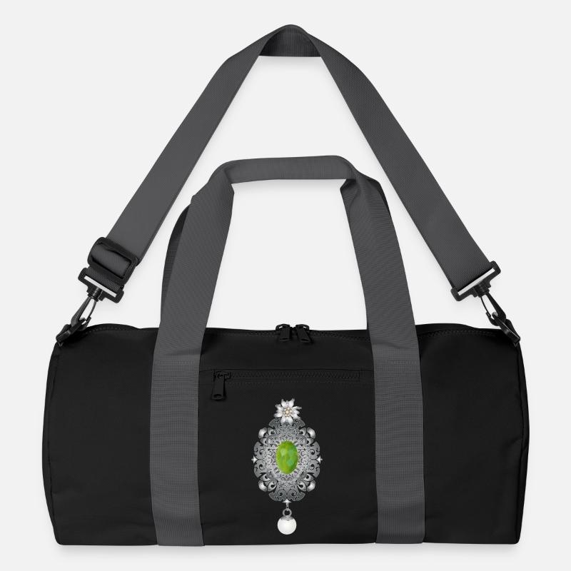 zeitlose Trachten Smaragd Brosche mit Perle Recycelte Duffel Bag