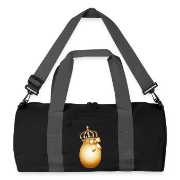 Oeuf d’or avec couronne dorée et boucle d’or - Sac de sport recyclé - noir/gris graphite - Devant