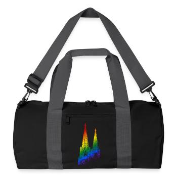 Kölner Dom LGBTQ Pride Regenbogen Silhouette Köln - Recycelte Duffel Bag - Schwarz/Graphitgrau - Vorne