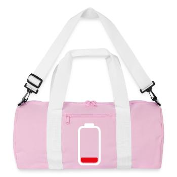 LOW BATTERY - White - Recycled Duffel Bag - pink/white - Front