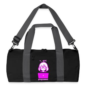 Frau mit Computer girl programmer - Recycelte Duffel Bag - Schwarz/Graphitgrau - Vorne