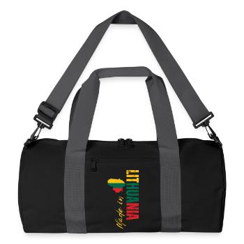 Made in Lithuania, vertical design - Recycled Duffel Bag - black/graphite grey - Front