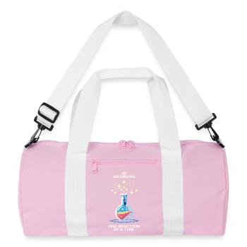 XP grinden – Reaktion für Reaktion | Chemie - Recycelte Duffel Bag - Rosa/Weiß - Vorne