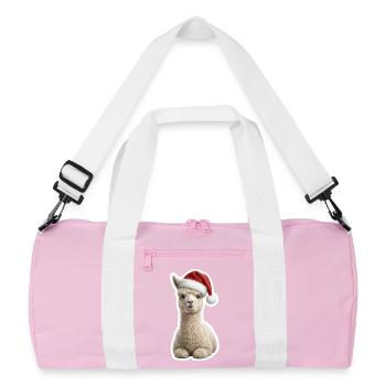 Fluffy alpaca in Christmas look - Recycled Duffel Bag - pink/white - Front