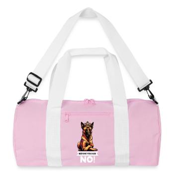 Before You Ask Malinois Belgian Shepherd Dog - Recycled Duffel Bag - pink/white - Front