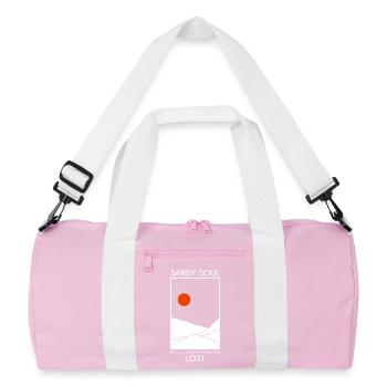 Sandwüsten / Sanddünen mit roter Sonne - Recycelte Duffel Bag - Rosa/Weiß - Vorne