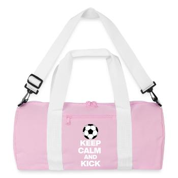 KEEP CALM AND KICK, FUSSBALL IST MEIN LEBEN, HOOL - Recycelte Duffel Bag - Rosa/Weiß - Vorne