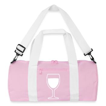 Wine Wine Glass Red Wine - Recycled Duffel Bag - pink/white - Front