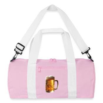 Ein kaltes Bier im Bierkrug - Recycelte Duffel Bag - Rosa/Weiß - Vorne