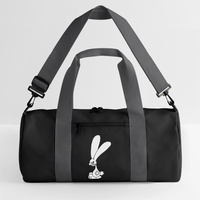 Grumpy white rabbit Recycled Duffel Bag