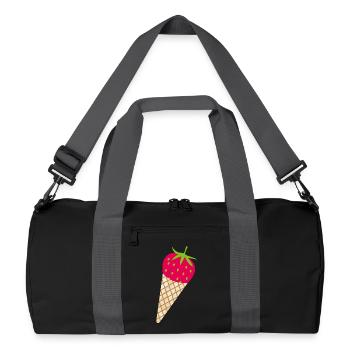 strawberry ice cream strawberry time sweet delicious fruit fruits - Recycled Duffel Bag - black/graphite grey - Front