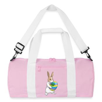 Bunny Easter Pacifier - Recycled Duffel Bag - pink/white - Front