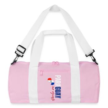Made in Paraguay, vertical design - Recycled Duffel Bag - pink/white - Front