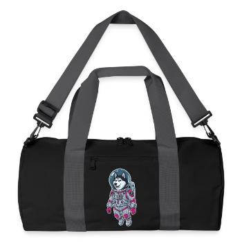 Siberian Husky Dog Astronaut Space Pink - Recycled Duffel Bag - black/graphite grey - Front