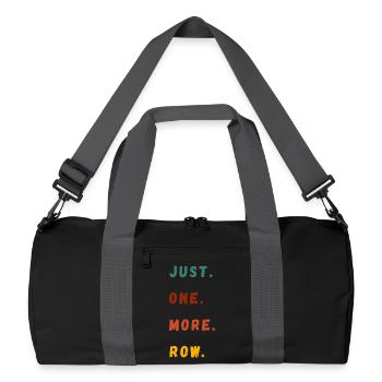 Just One More Row – Bunte Blockschrift - Recycelte Duffel Bag - Schwarz/Graphitgrau - Vorne