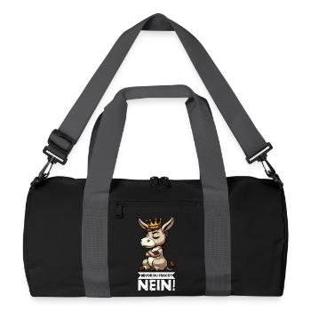 Bevor Du Fragst Nein Esel Eselchen Eselhalter   - Recycelte Duffel Bag - Schwarz/Graphitgrau - Vorne