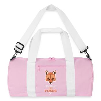 Ich mag Füchse wirklich Ok Rotfuchs Spruch - Recycelte Duffel Bag - Rosa/Weiß - Vorne