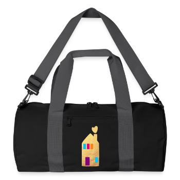 House Gold Window Hearts Home Home Hygge - Recycled Duffel Bag - black/graphite grey - Front