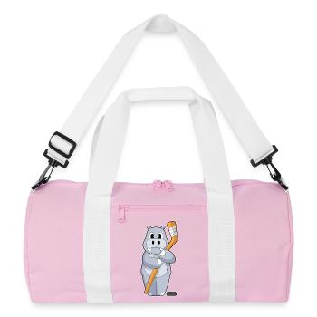 Nilpferd Eishockey Eishockeyschläger - Recycelte Duffel Bag - Rosa/Weiß - Vorne