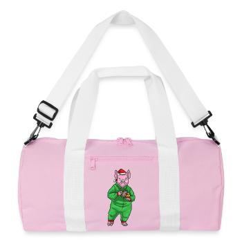 Nettoyant de Noël pour cochon - Sac de sport recyclé - rose/blanc - Devant