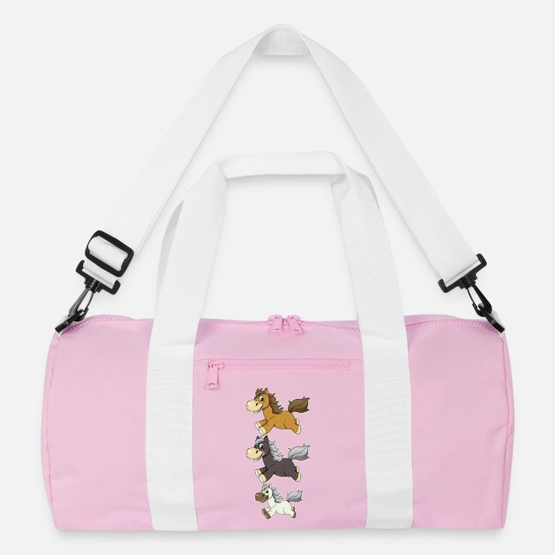 Drei Galoppierende Pferde Comic Design Recycelte Duffel Bag