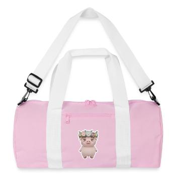Cochon agacé avec déclaration de couronne florale - Sac de sport recyclé - rose/blanc - Devant