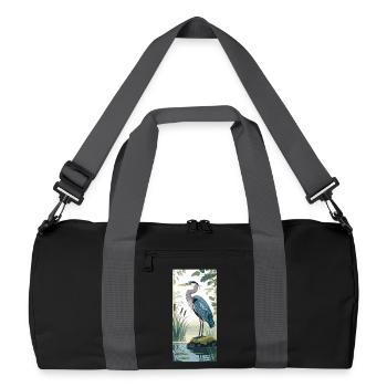 Jeune héron cendré dans la nature - Sac de sport recyclé - noir/gris graphite - Devant