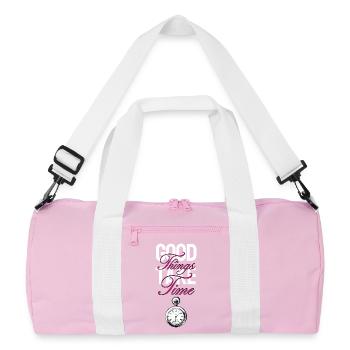 Good things take time - Recycled Duffel Bag - pink/white - Front