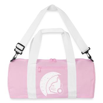 Galactic Cat Astronaut Illustration - Recycled Duffel Bag - pink/white - Front