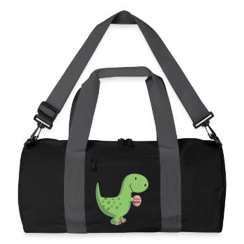 Dino mit Ei - Recycelte Duffel Bag - Schwarz/Graphitgrau - Vorne