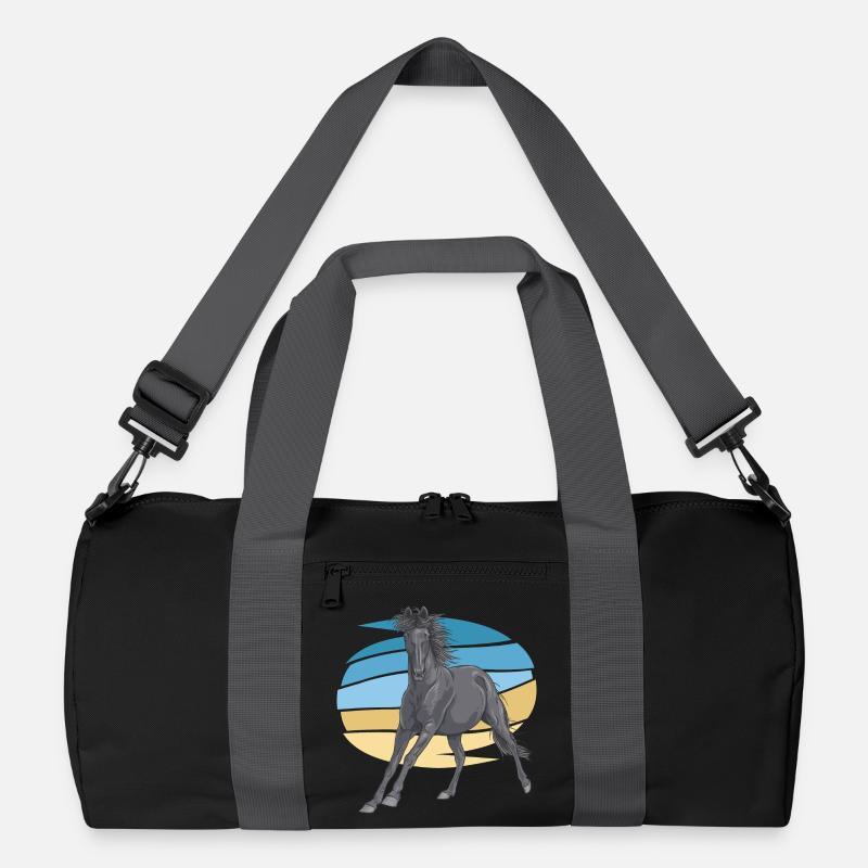 Grauer Pferd im Sunset-Schwung Recycelte Duffel Bag