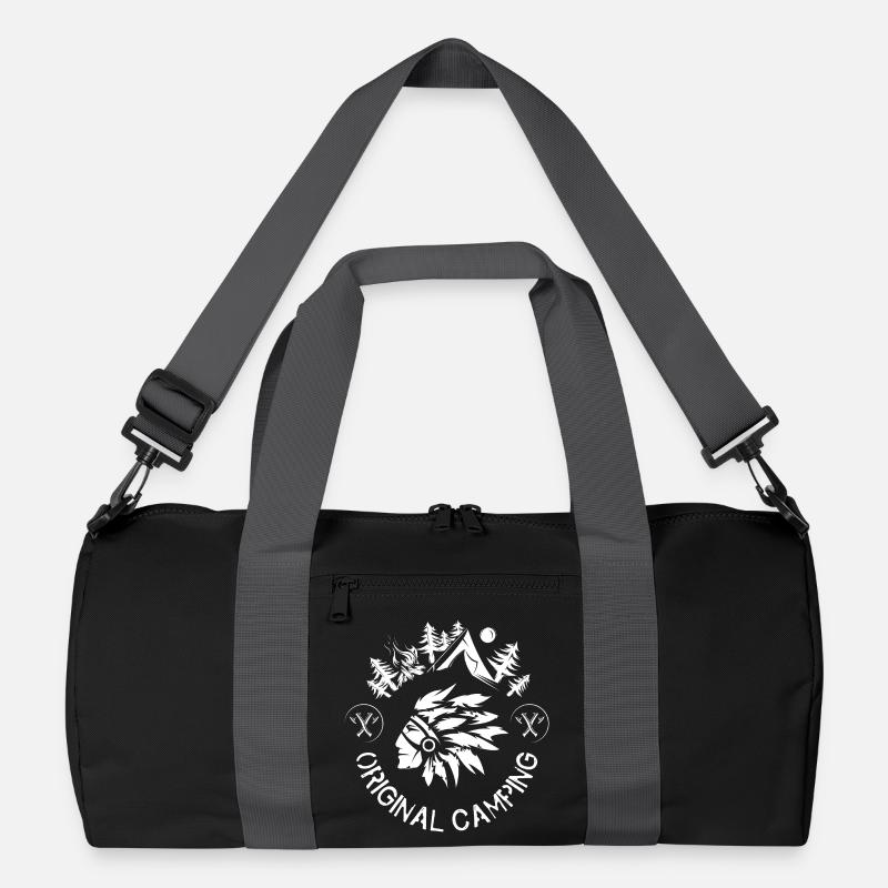 camping indianer survival Natur Zelt Symbol Wald - Recycelte Duffel Bag - Schwarz/Graphitgrau