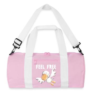 Feel Free Vogelfrei - Vogel - Recycelte Duffel Bag - Rosa/Weiß - Vorne