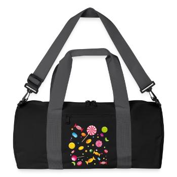 Eine Menge Süßigkeiten,Bonbons,Lollis und Kaugummi - Recycelte Duffel Bag - Schwarz/Graphitgrau - Vorne