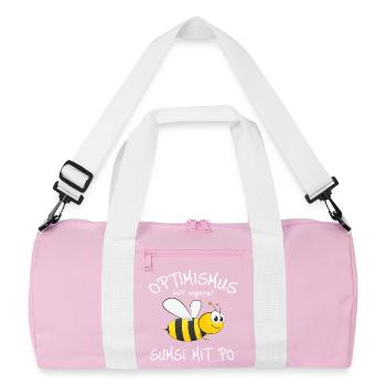 Optimistischer Bienen-Charme - Recycelte Duffel Bag - Rosa/Weiß - Vorne