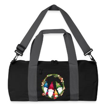little elf family in a Christmas frame - Recycled Duffel Bag - black/graphite grey - Front