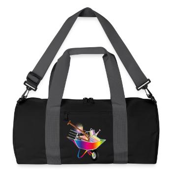 colourful garden tools in a wheelbarrow - Recycled Duffel Bag - black/graphite grey - Front
