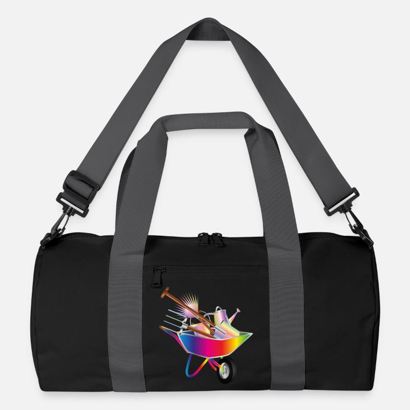 farbenfrohe Gartengeräte in einer Schubkarre Recycelte Duffel Bag