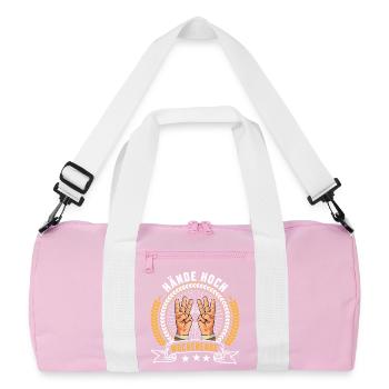 Hände hoch Wochenende - Recycelte Duffel Bag - Rosa/Weiß - Vorne