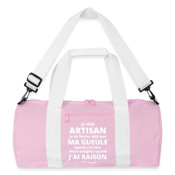 artisan, artisanat, artisans de France - Sac de sport recyclé - rose/blanc - Devant