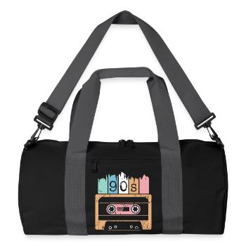 Kassette Musik 90s 1990er used look Klassiker Logo - Recycelte Duffel Bag - Schwarz/Graphitgrau - Vorne
