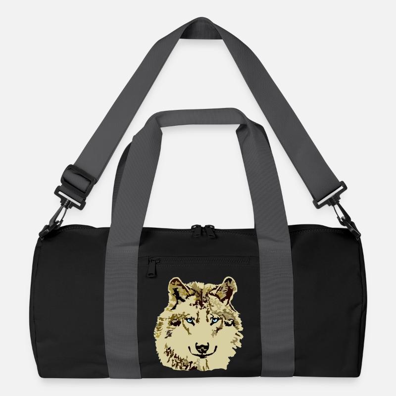 Wolf braun blaue Augen Recycelte Duffel Bag