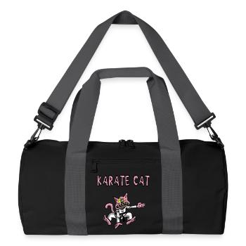 Karate und rosa Katze - Recycelte Duffel Bag - Schwarz/Graphitgrau - Vorne
