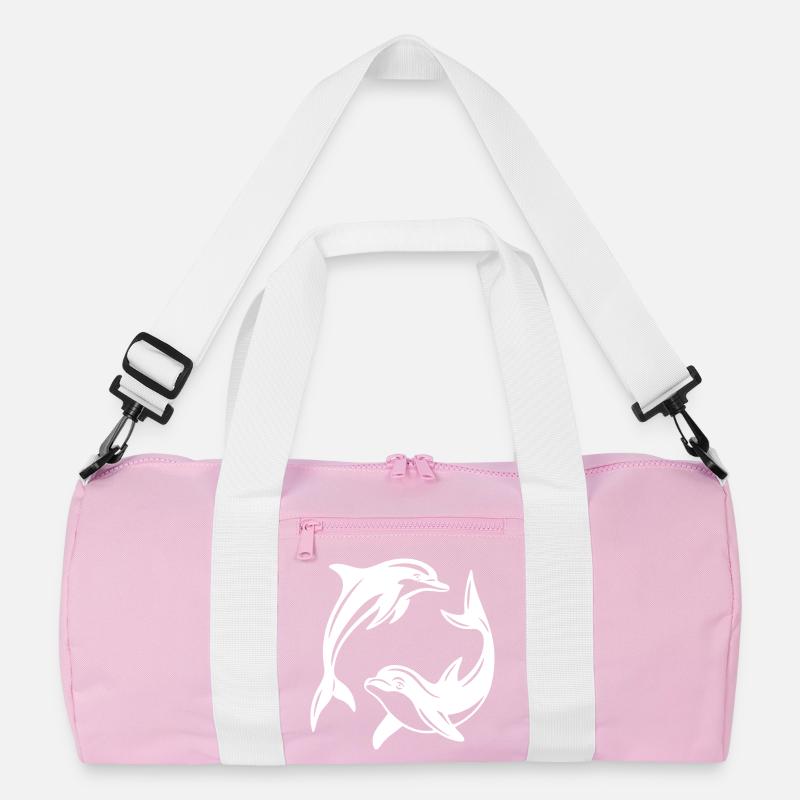 Swirling Dolphins Silhouette Design Recycled Duffel Bag