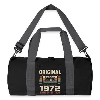 Né en Octobre 1972 | Cadeau Vintage Octobre 1972 - Sac de sport recyclé - noir/gris graphite - Devant