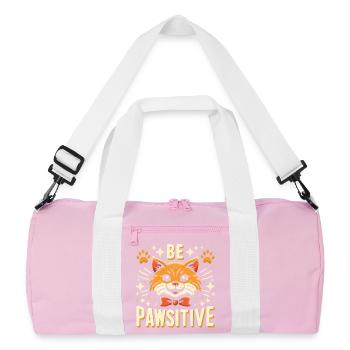 Be pawsitive cute cat - Recycled Duffel Bag - pink/white - Front