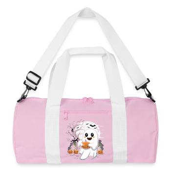 Cute Ghost with Jack-O-Lantern - Recycled Duffel Bag - pink/white - Front